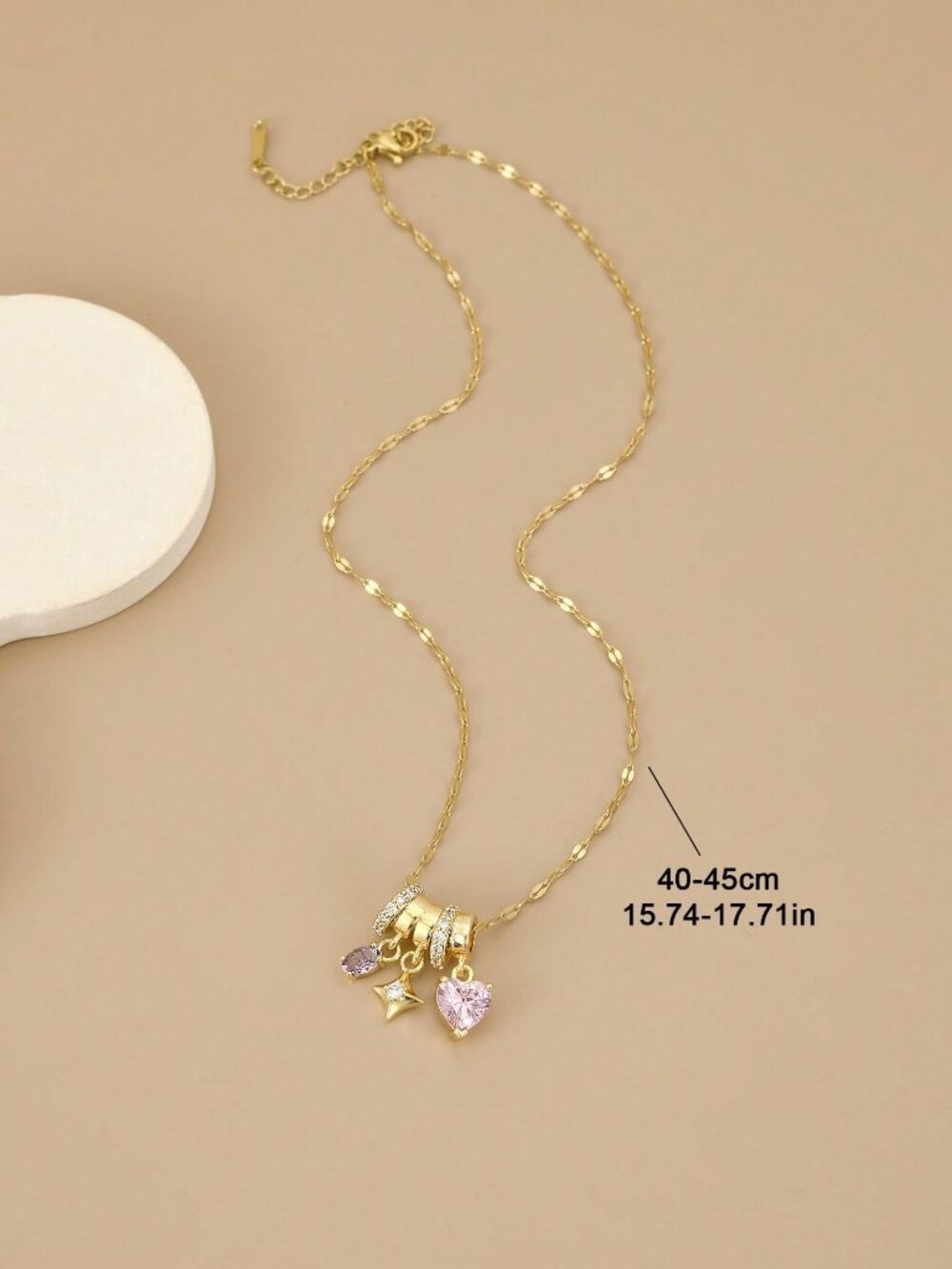 Elegant Women's Cubic Zirconia Geometric Stainless Steel Necklace - Picture 3 of 4